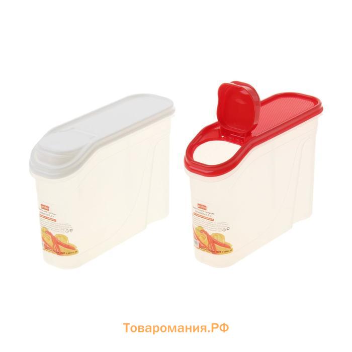 Ёмкость для сыпучих продуктов, 1,5 л, пластик, прозрачный, крышка МИКС