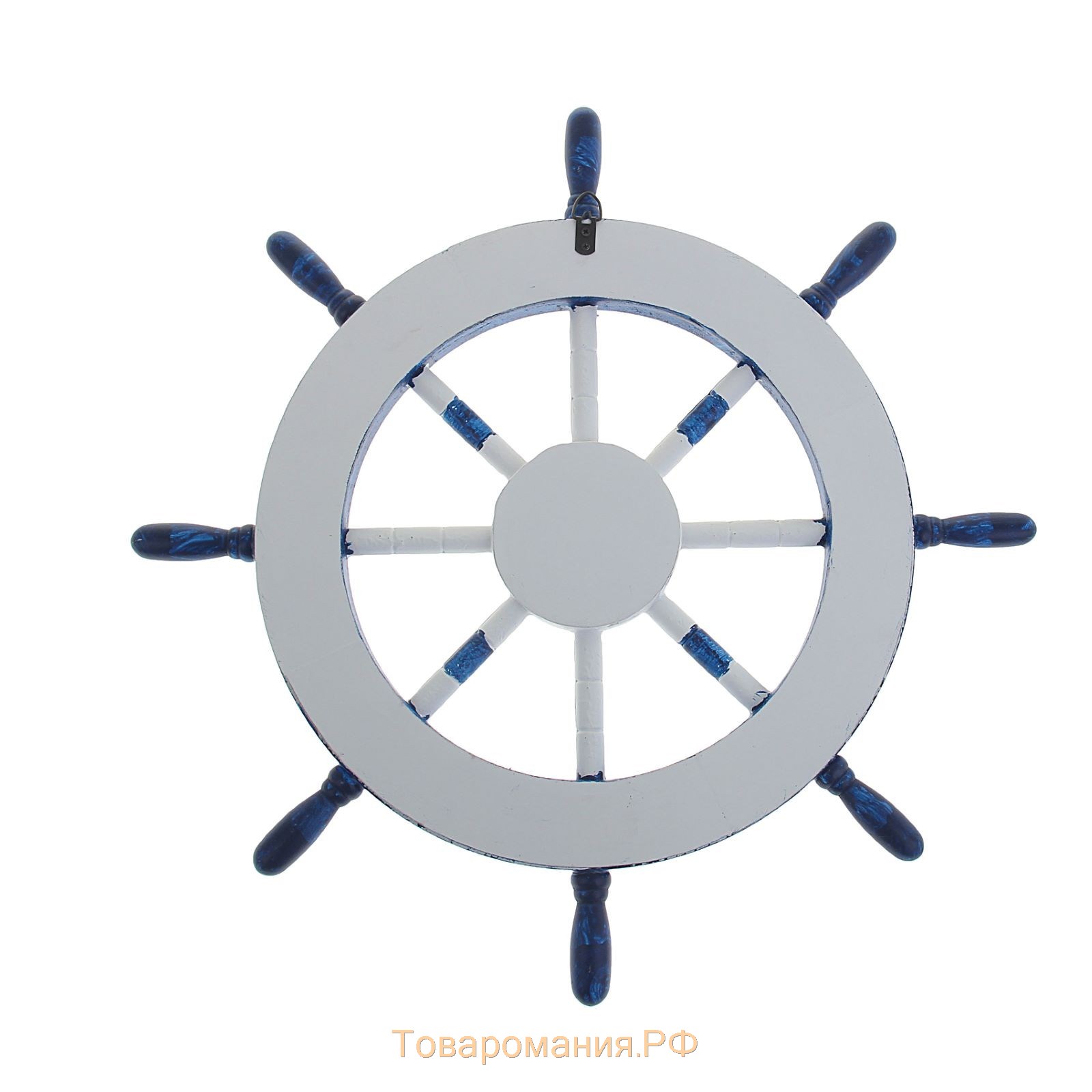 Декор интерьерный «Штурвал» на стену, бело-синий, 45 х 45 х 3 см