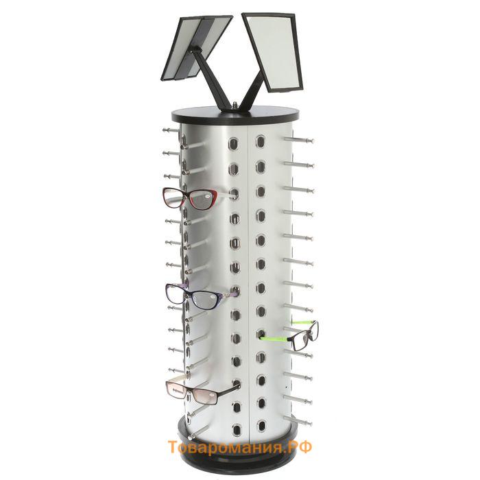 Стойка под очки настольная вращающаяся, 52 места, 38×38×78 см, цвет серебристый