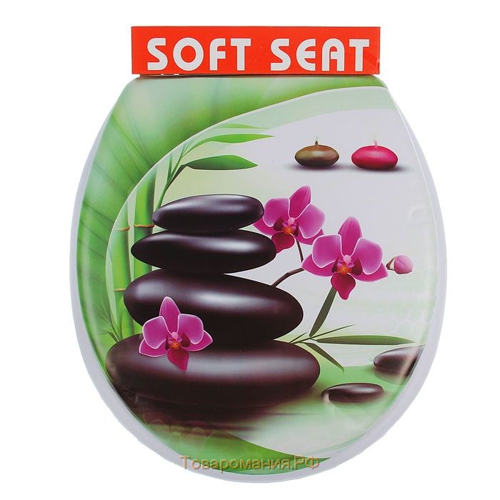 Сиденье для унитаза с крышкой «Камни дзен», 40×37 см, мягкое