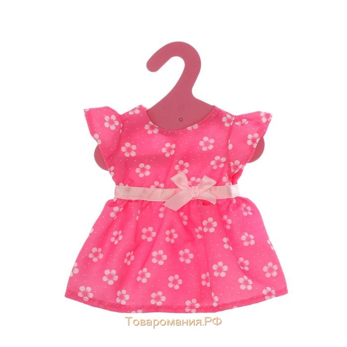 Одежда для пупса: платье розовое в цветочек, с бантиком