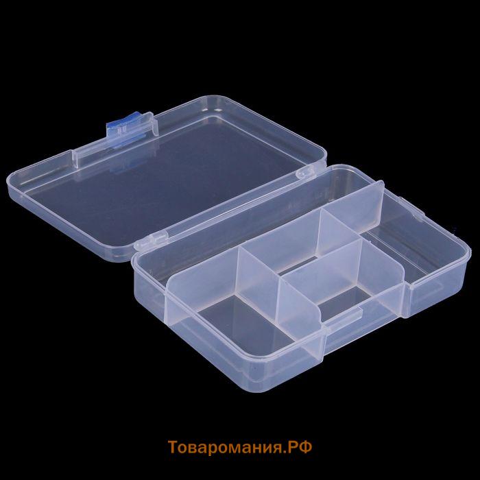 Органайзер для хранения, пластик, 5 отделений, 14.5×10×3.5 см, прозрачный