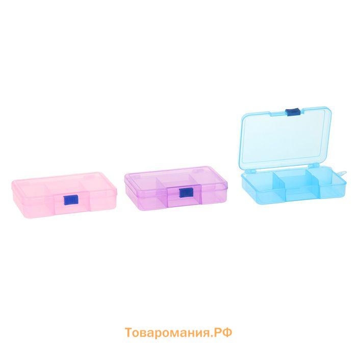 Органайзер для хранения, пластик, 5 отделений, 14.5×10×3.5 см, прозрачный