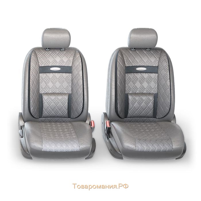 Авточехлы универcальные AUTOPROFI COMFORT, COM-1105GP D.GY/D.GY (M), экокожа, 3D полиэстер под кожу, набор из 11 предметов, цвет тёмно-серый