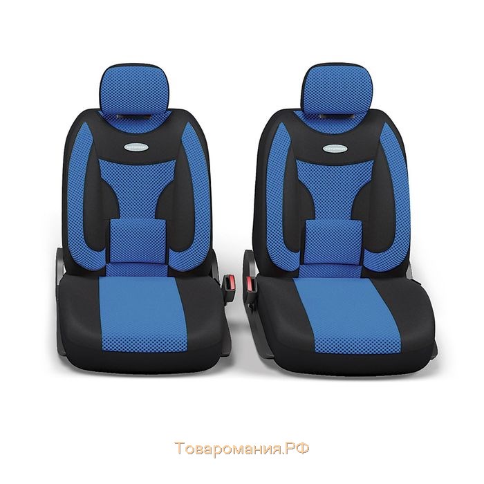 Авточехлы универcальные AUTOPROFI EXTRA COMFORT, ECO-1105 BK/BL (M), формованный велюр, набор из 11 предметов, цвет чёрный/синий