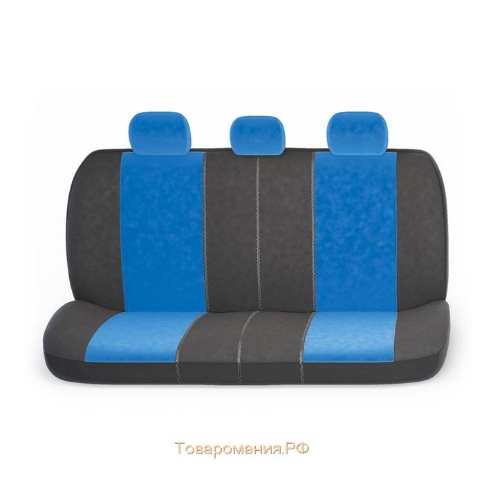 Авточехлы универcальные AUTOPROFI COMFORT, COM-1105 BK/BL (M), велюр, набор из 11 предметов, цвет чёрный/синий