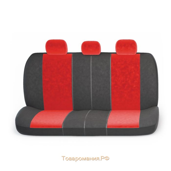 Авточехлы универcальные AUTOPROFI COMFORT, COM-1105 BK/RD (M), велюр, набор из 11 предметов, цвет чёрный/красный