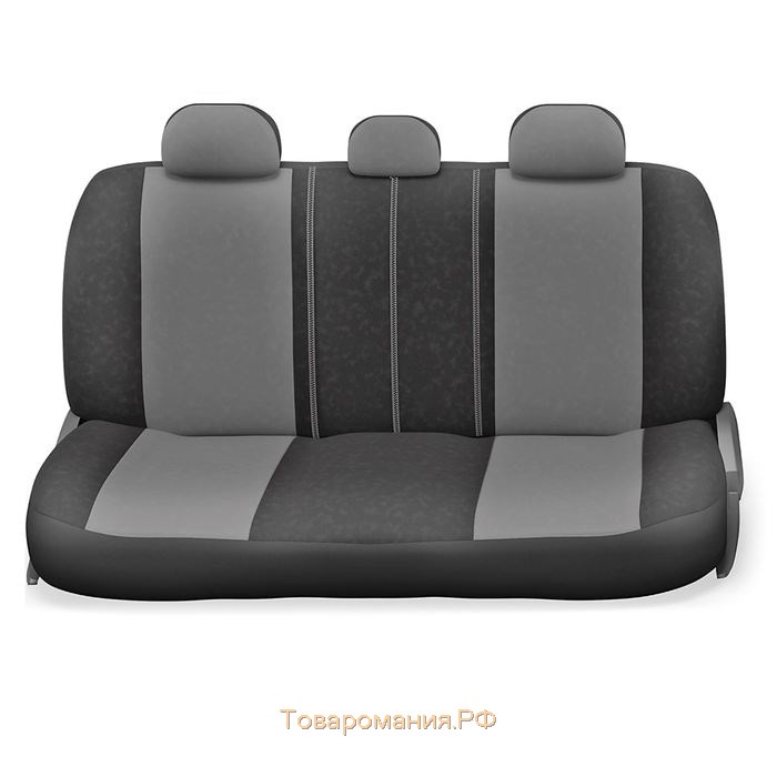 Авточехлы универcальные AUTOPROFI COMFORT, COM-1105H BK/D.GY (M), велюр, набор из 11 предметов, цвет чёрный/тёмно-серый