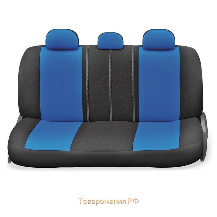 Авточехлы универcальные AUTOPROFI COMFORT, COM-1105H BK/BL (M), велюр, набор из 11 предметов, цвет чёрный/синий