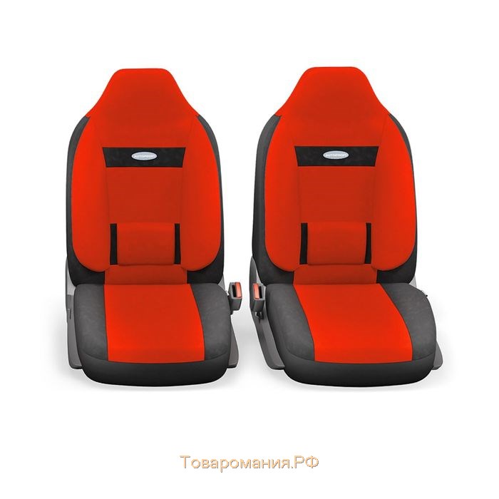 Авточехлы универcальные AUTOPROFI COMFORT, COM-1105H BK/RD (M), велюр, набор из 11 предметов, цвет чёрный/красный