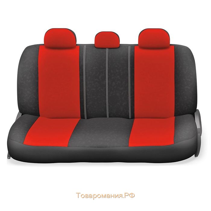 Авточехлы универcальные AUTOPROFI COMFORT, COM-1105H BK/RD (M), велюр, набор из 11 предметов, цвет чёрный/красный