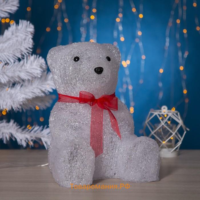 Светодиодная фигура «Медведь с бантом» 22 × 30 × 20 см, акрил, 40 LED, 220 В, свечение белое