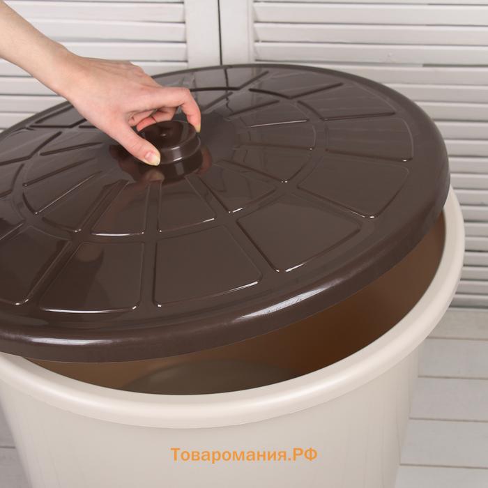 Бак пищевой, 75 л, пластиковый, с крышкой, бежевый