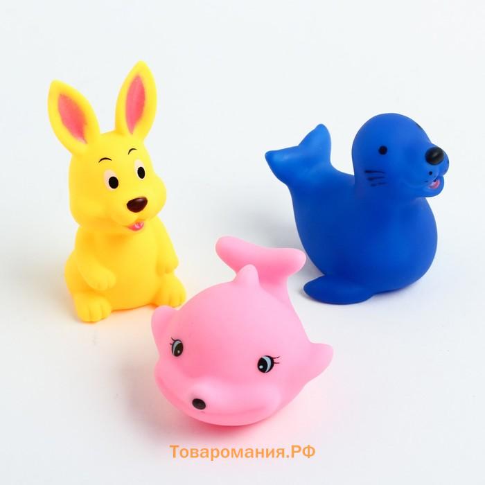 Набор резиновых игрушек для ванны «Любимые животные», 6 шт, с пищалкой, Крошка Я