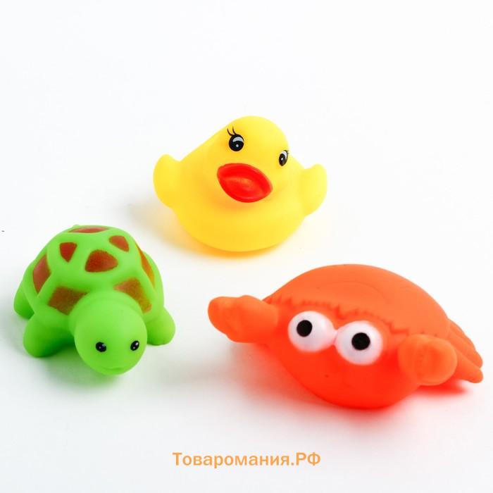 Набор резиновых игрушек для ванны «Любимые животные», 6 шт, с пищалкой, Крошка Я