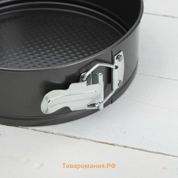 Набор форм для выпечки  «Элин. Круг», 3 предмета: d=18/20/22×6.5 см, съёмное дно, антипригарное покрытие, чёрный