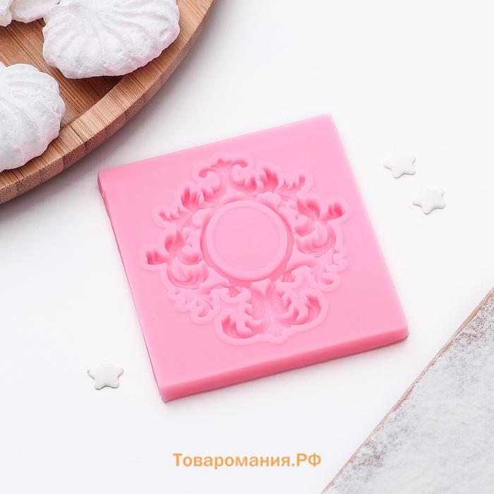 Молд  «Вензели. Рамка», силикон, 6.7×7.5 см, розовый