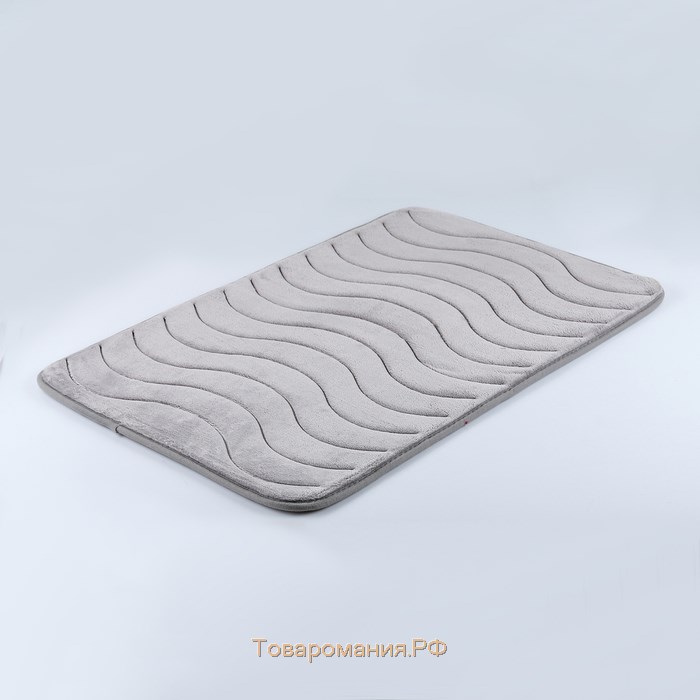 Набор ковриков для ванной и туалета «Волна», 2 шт, 40×50 см, 50×80 см, цвет серый
