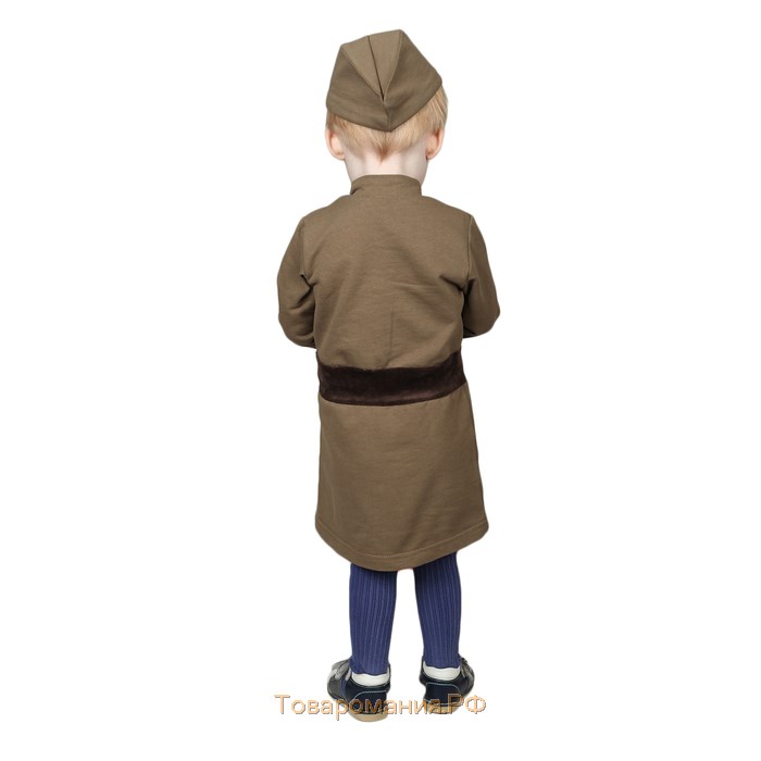 Костюм военного для девочки: платье, пилотка, трикотаж, хлопок 100%, рост 92 см, 1,5-3 года, цвета МИКС