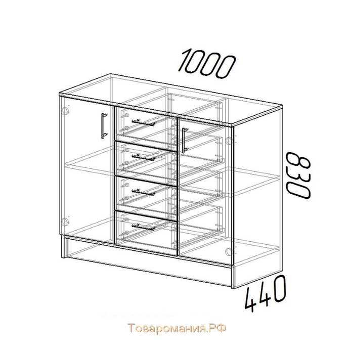 Комод Эра (К1000-2Д), 1000х430х830, Венге/Лоредо