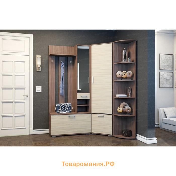 Вешалка с зеркалом «Ника», 910×354×2035 мм, цвет ясень шимо светлый/ясень шимо темный