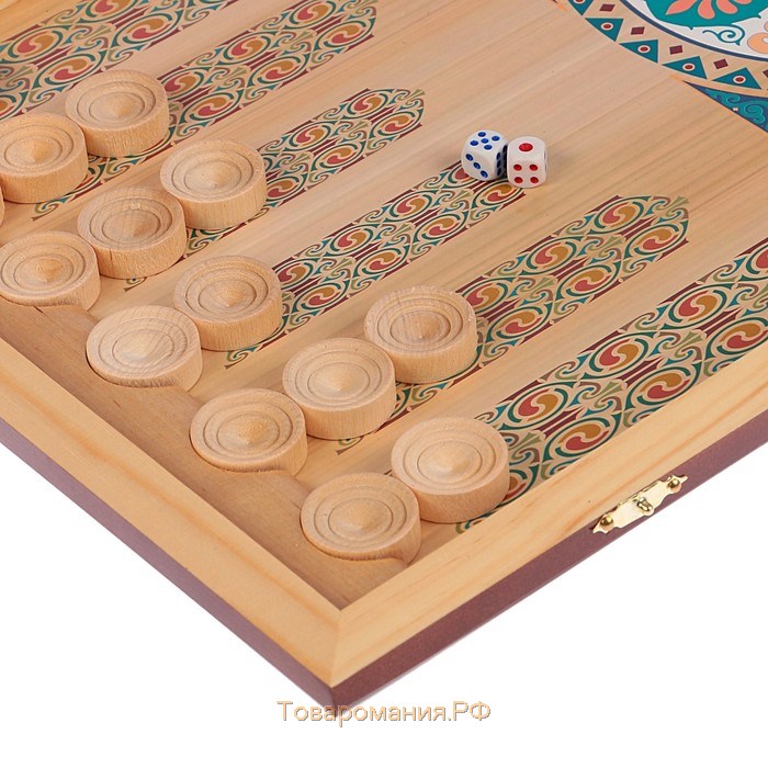 Нарды деревянные большие, с шашками "Герб России", настольная игра, 60 х 60 см