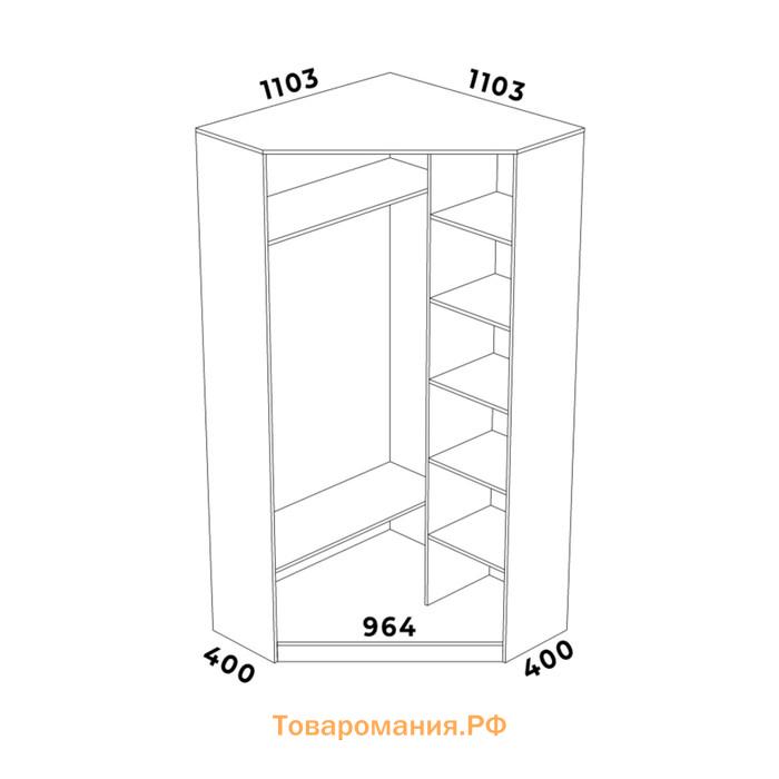 Угловой шкаф-купе Хит-У-23-4-11, 2300х1103х1103 ЛДСП Белый