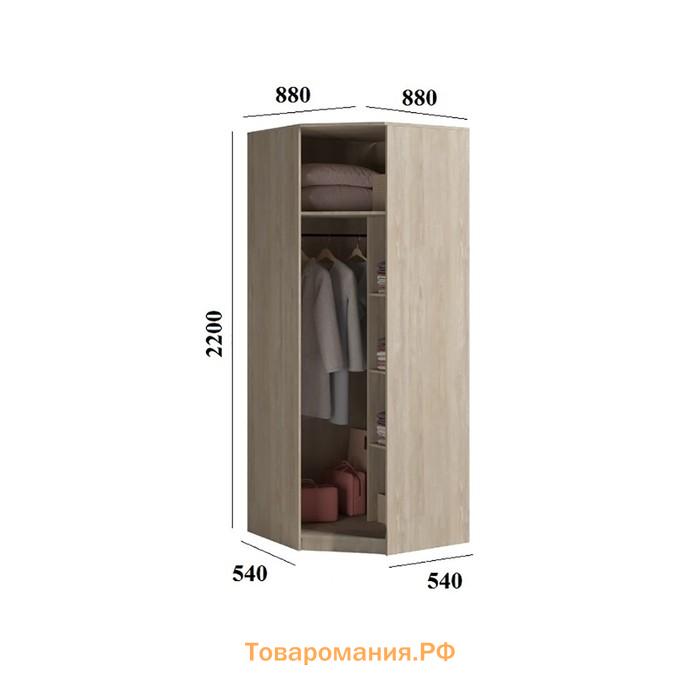 Шкаф угловой «Светлана», с зеркалом, 2070×880×880 мм, цвет дуб сонома/белый
