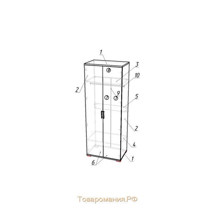 Шкаф 2-х дверный Тиффани, 510х801х2056, Белый