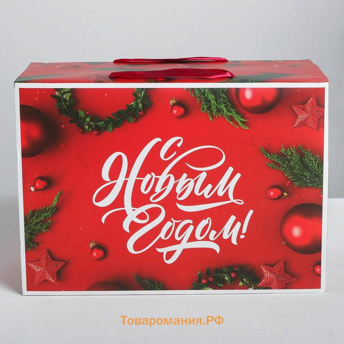 Пакет—коробка подарочный «Счастья в новом году!», 23 х 18 х 11 см