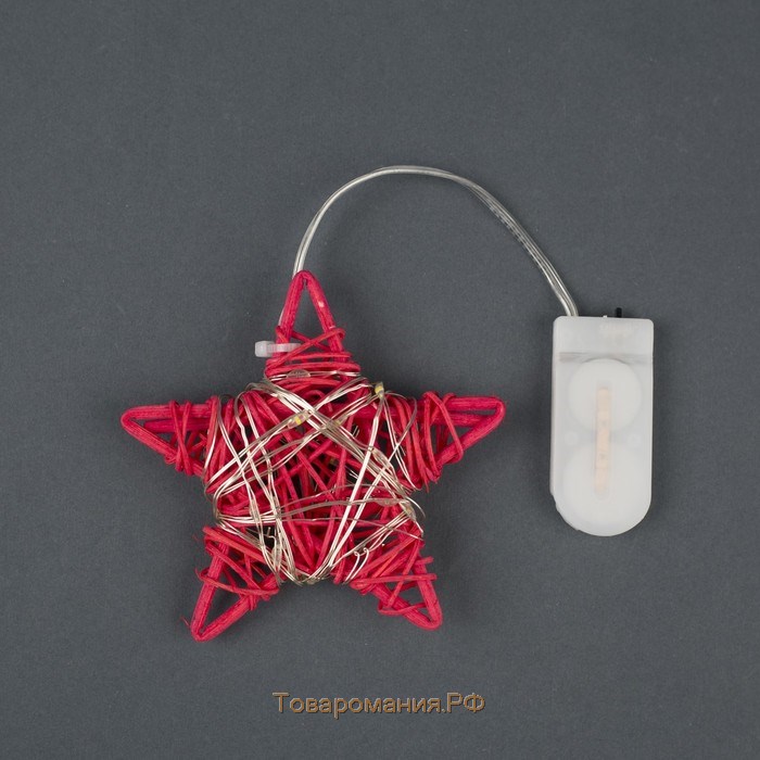 Подвеска световая "Звезда красная" (батарейки в комплекте), 9х9х2 см, 20 LED, Т/БЕЛЫЙ