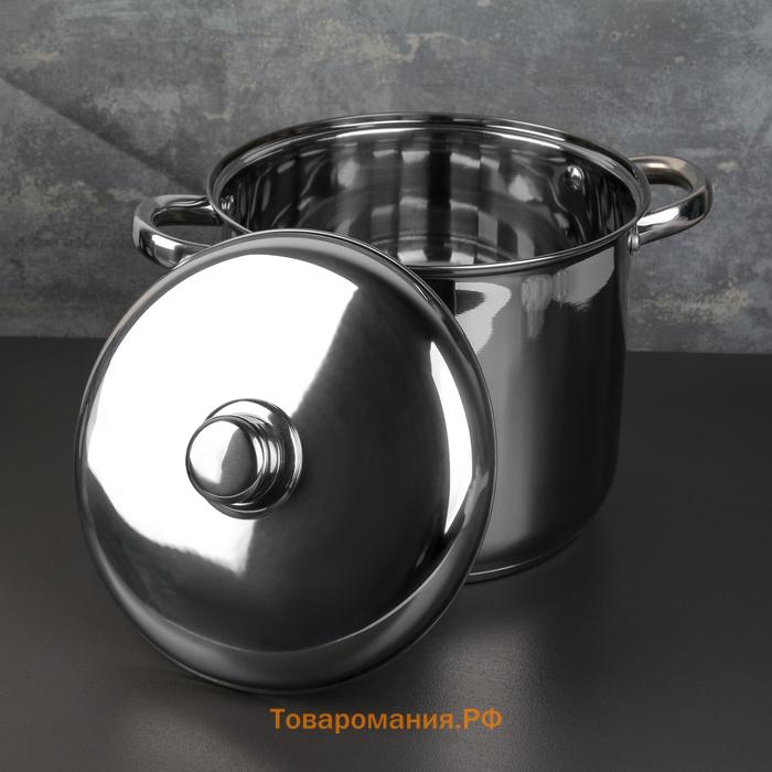 Кастрюля Magistro Grande, 7.1 л, металлическая крышка, капсульное дно, нержавеющая сталь, индукция