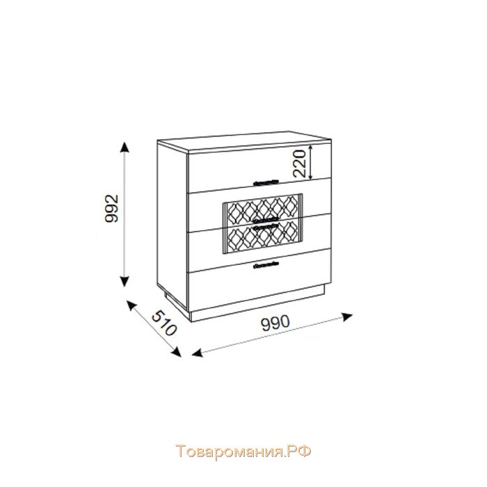 Комод Тиффани 510х990х992 Белый текстурный