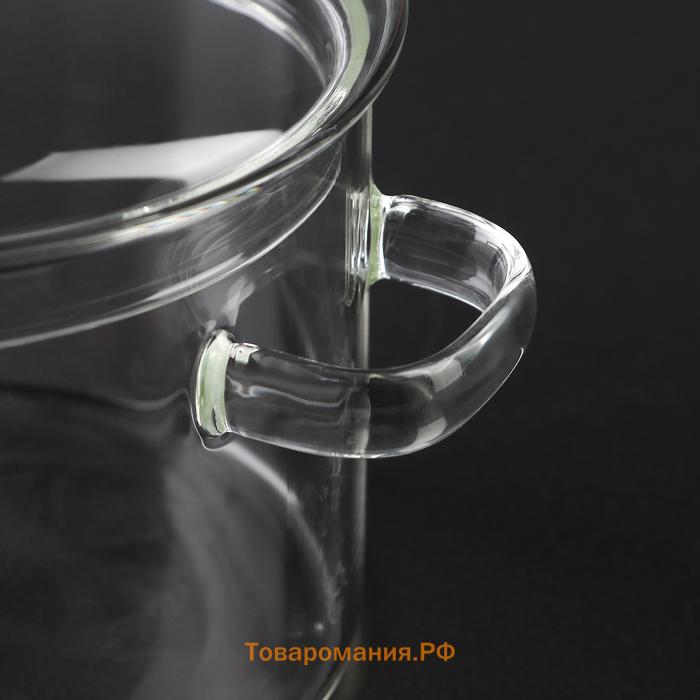 Кастрюля Magistro «Лия», 1.450 л, 16.5×16 см, жаропрочное стекло, прозрачная