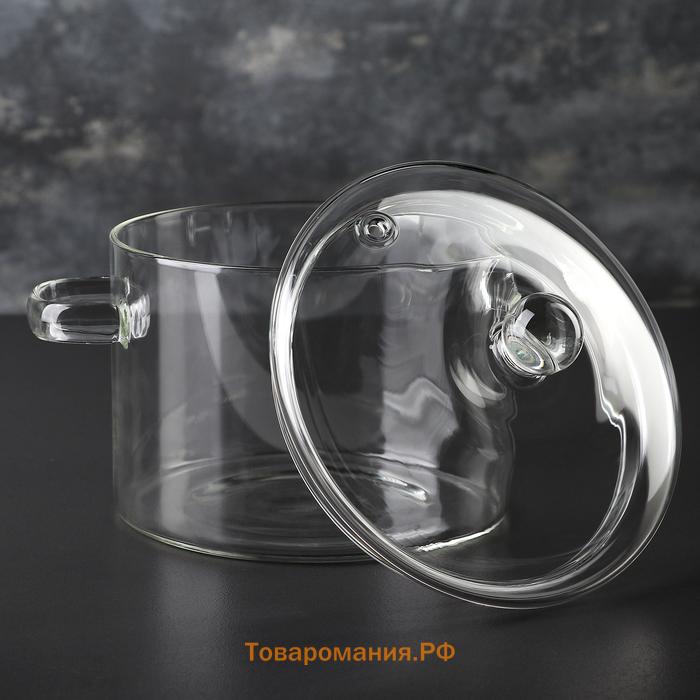 Кастрюля Magistro «Лия», 1.450 л, 16.5×16 см, жаропрочное стекло, прозрачная