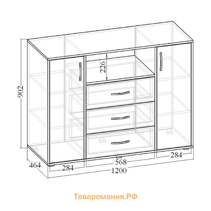 Комод «Венеция 9», 3 ящика и 2 двери, цвет ясень анкор тёмный / ясень анкор светлый