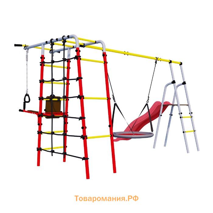 Детский спортивный комплекс уличный «Богатырь Плюс 2», 3572 × 2443 × 1855 мм, качели гнездо
