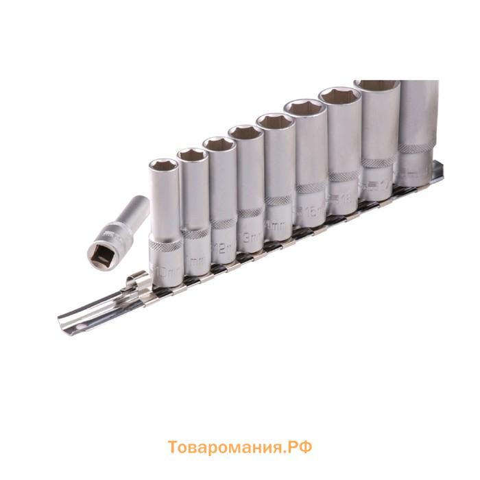 Набор торцевых головок STELS 13604, 3/8", шестигранные, удлиненные, CrV, 8-19 мм, 10 шт.