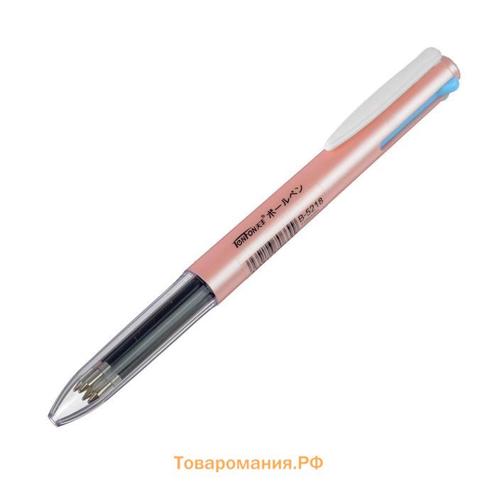 Ручка шариковая, автоматическая 4 - х цветная, цвет корпуса МИКС с рисунком, штрихкод на штуке