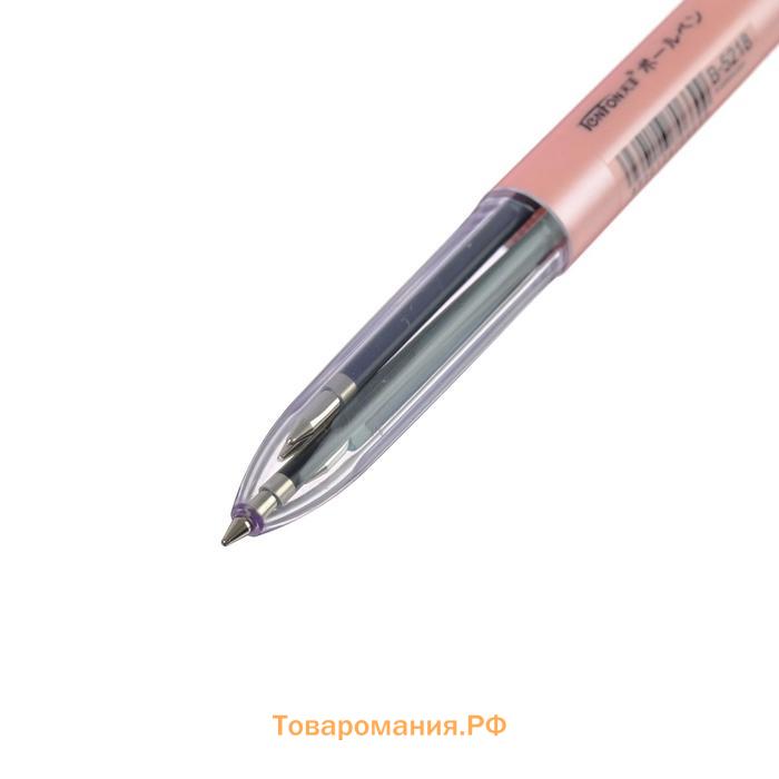 Ручка шариковая, автоматическая 4 - х цветная, цвет корпуса МИКС с рисунком, штрихкод на штуке