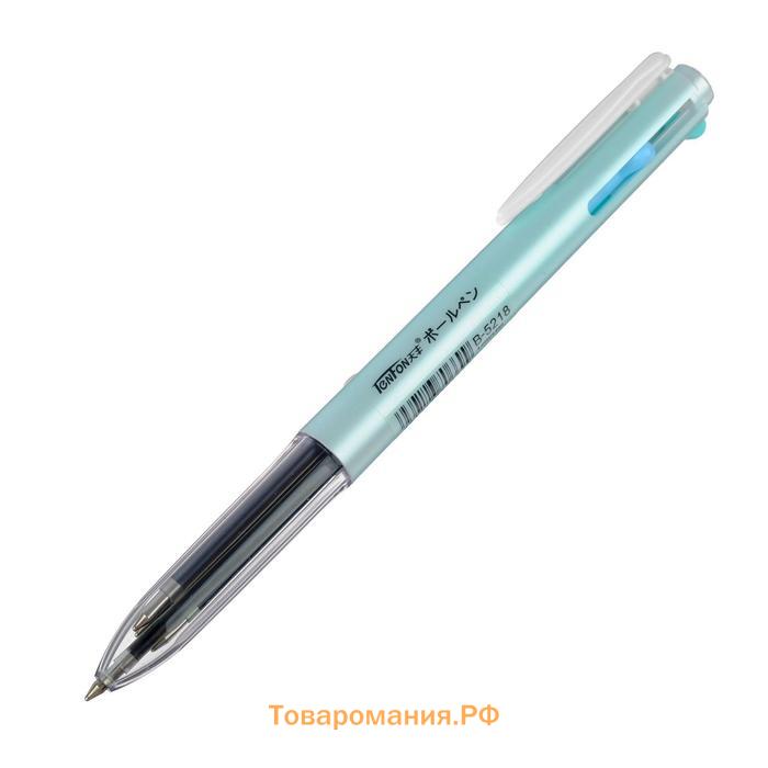 Ручка шариковая, автоматическая 4 - х цветная, цвет корпуса МИКС с рисунком, штрихкод на штуке