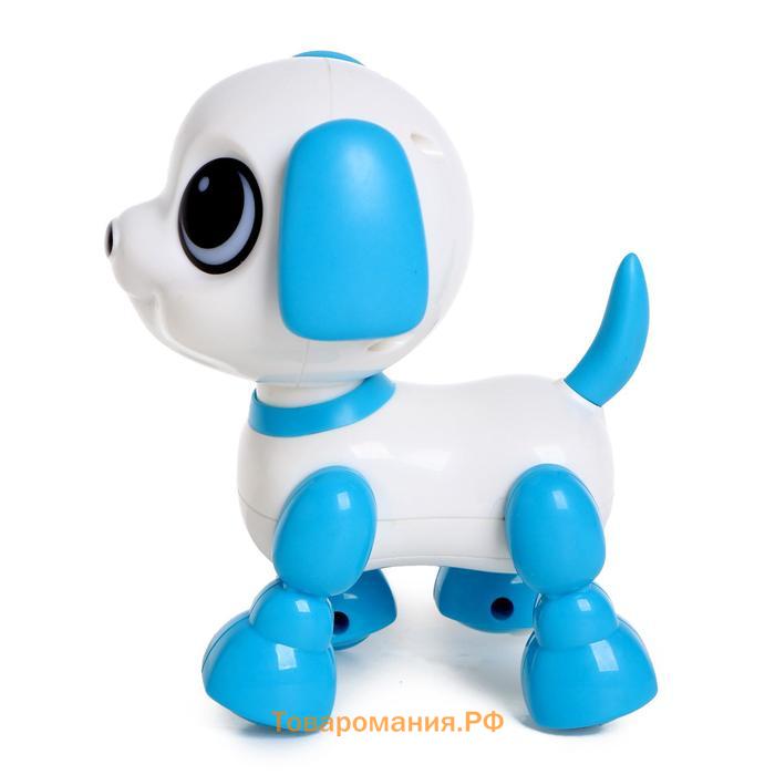 Робот собака «Питомец» IQ BOT, интерактивный: с записью звуков, реагирует на хлопки, звук, свет, на батарейках, фиолетовый