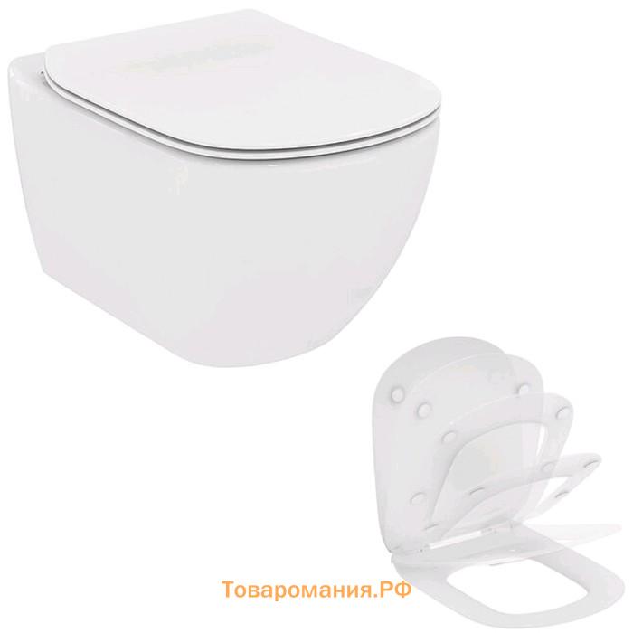 Сиденье и крышка для унитаза Ideal Standard Tesi T352701, тонкое, с микролифтом