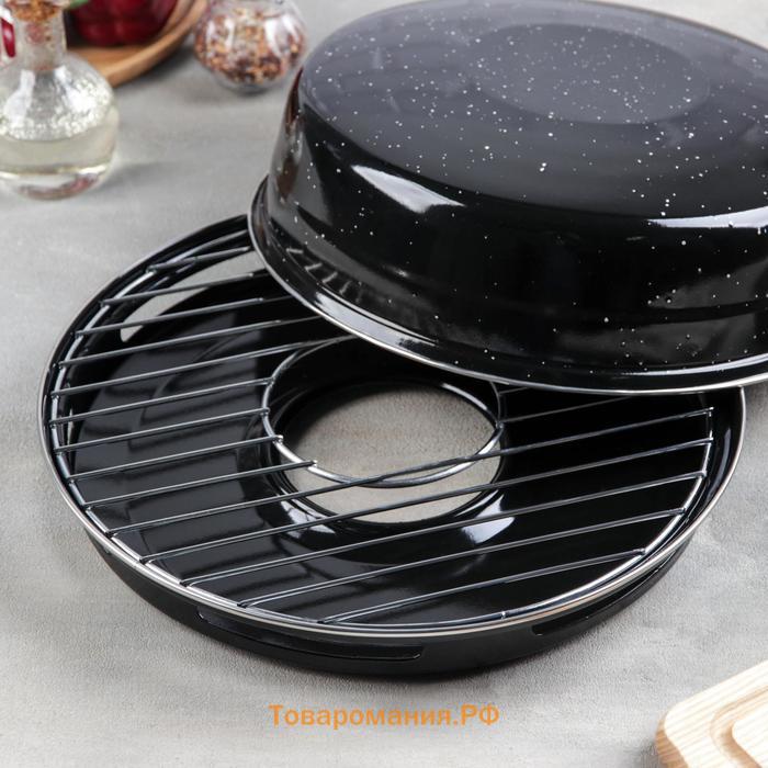 Сковорода-гриль Healthy grill, d=33 см, эмалированное покрытие, чёрная