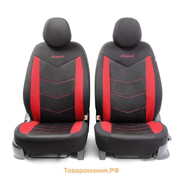 Авточехлы AEROBOOST 3D крой, 11 предметов, 5 подголовников, 2 молнии, AIRBAG черно-красный