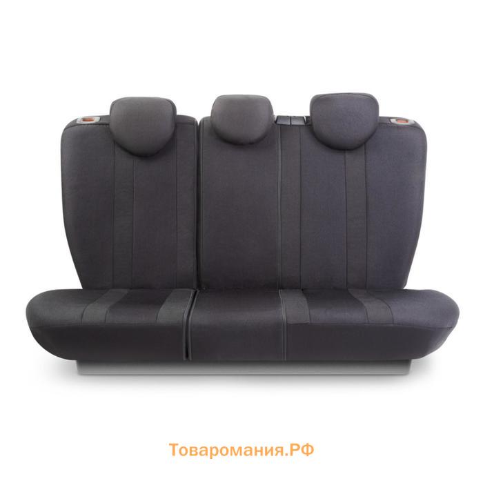 Авточехлы CUSHION COMFORT, материал эко-хлопок, 5 мм поролон, 3D крой, большой поясничный упор, 15 предметов, 5 подголовников, 2 кармана, 4 молнии, 4 торцевых клапана, AIRBAG чёрый