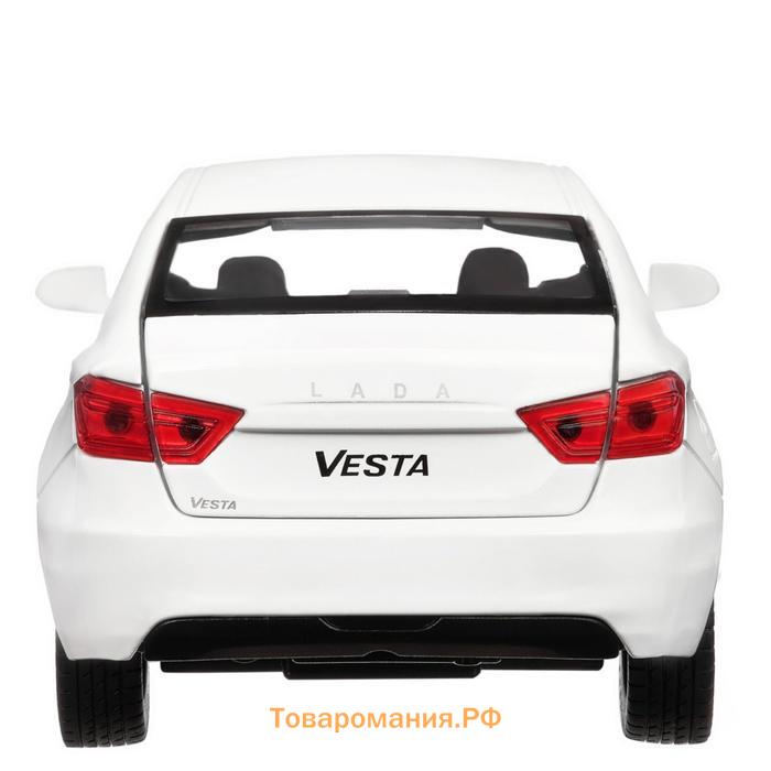 Машина металлическая «Lada Vesta седан» 1:24, цвет белый, открываются двери, капот, багаж, световые и звуковые эффекты