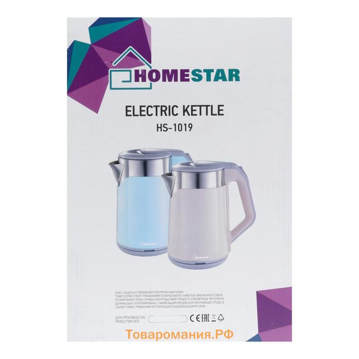 Чайник электрический HOMESTAR HS-1019, пластик, колба металл, 1.8 л, 1500 Вт, розовый