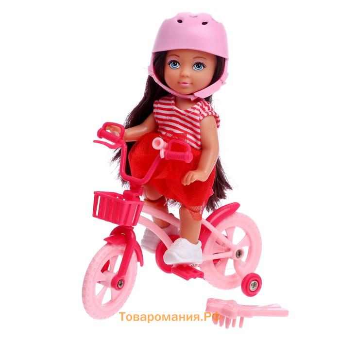 Кукла малышка Lyna на велопрогулке с велосипедом и аксессуарами, МИКС
