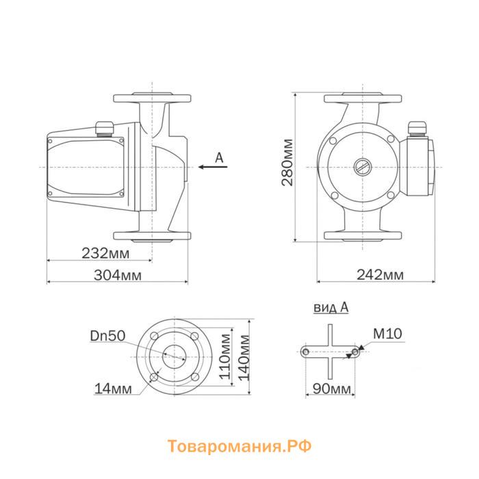 Насос циркуляционный Aquario AC 14-8-50F 5148, 1000 Вт, 415 л/мин, напор 12 м, чугун